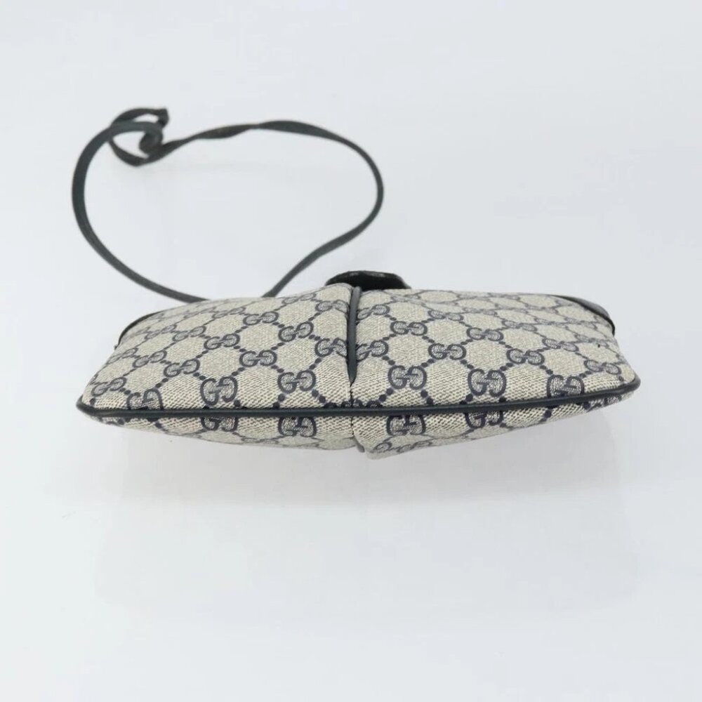 GUCCI GG Supreme Sherry Line Shoulder Bag PVC Navy Gold - Picture 6 of 16